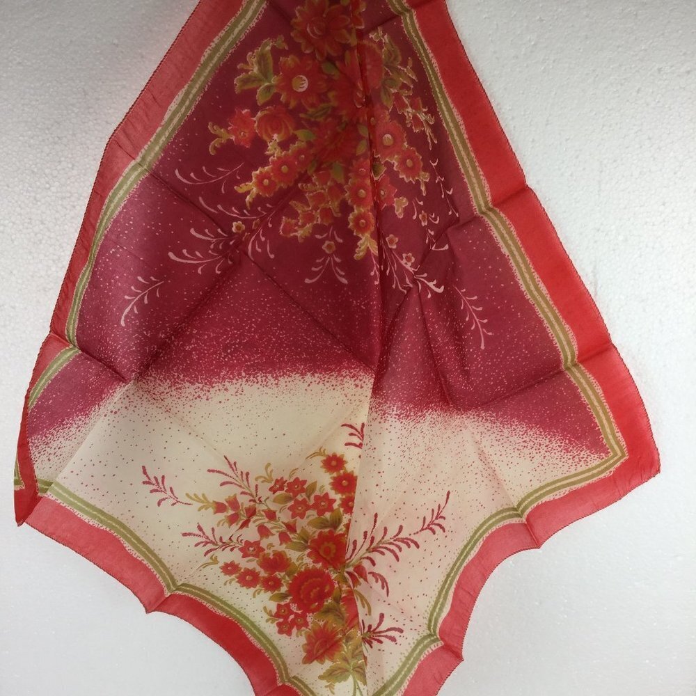 Vintage scarf 100% nylon square Flowers